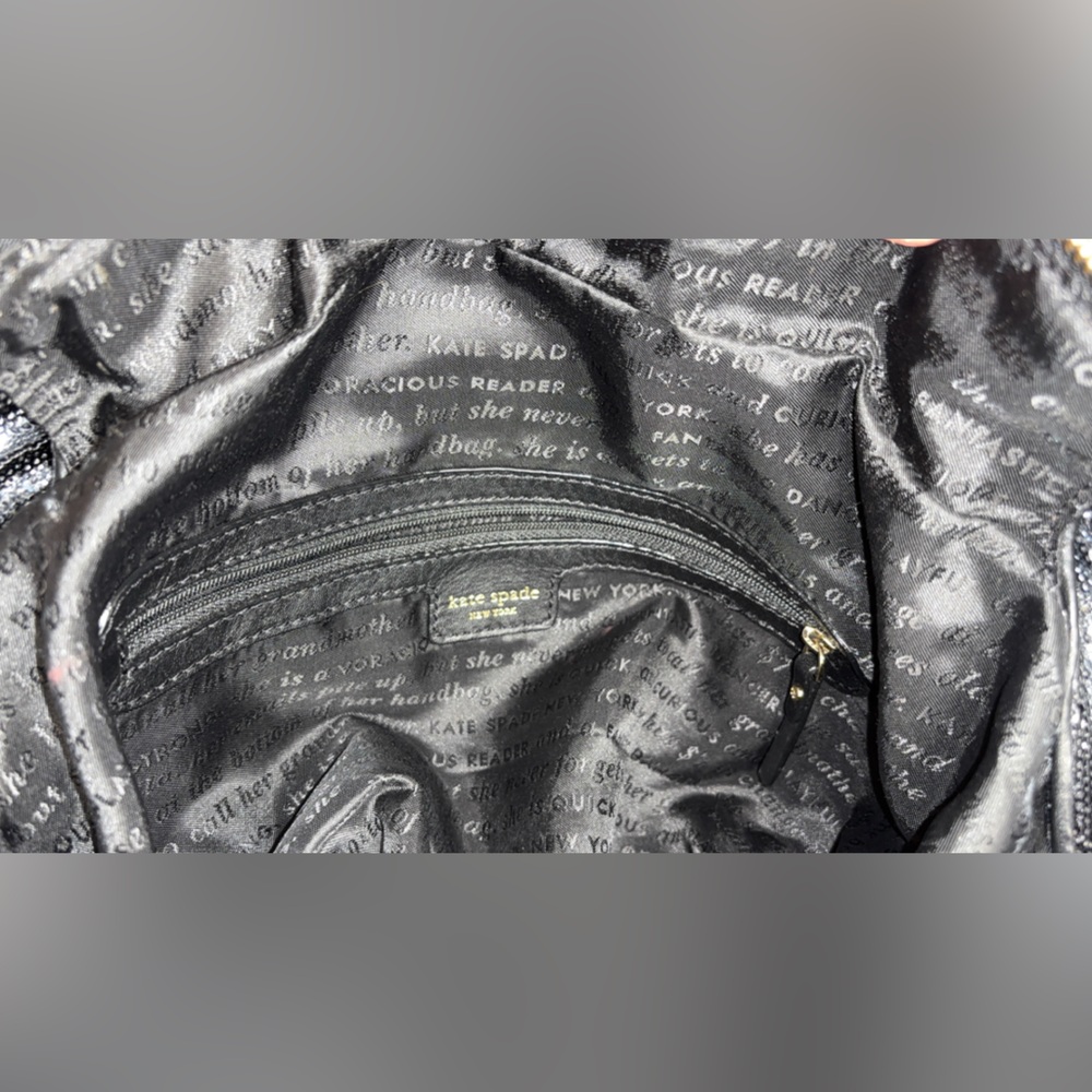 Kate Spade rare STORYBOOK LINING black and silver sequin striped tote bag EUC - Picture 13 of 14